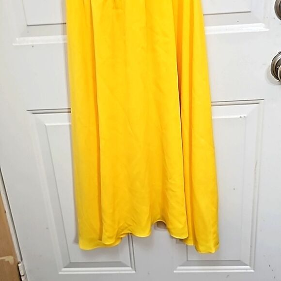 Daniela Corte Opening Dress, Yellow, Open Back, 100% Silk, Size 40, Small - Picture 6 of 11